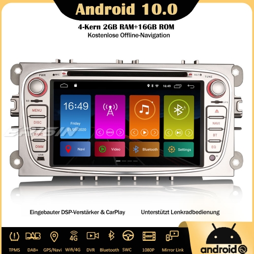 Erisin ES2919FS DSP Android 10.0 Autoradio DAB+GPS CarPlay RDS Wifi DVB-T2 OBD TPMS 4G Bluetooth Navi For Ford Focus C/S-Max Mondeo Galaxy