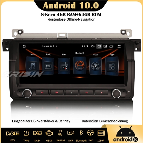 Erisin ES8146B 8-Kern Android 10.0 Autoradio DSP CarPlay DAB+GPS Bluetooth OBD SWC DTV Navi Für BMW 3er E46 318 320 325 M3 Rover 75 MG ZT