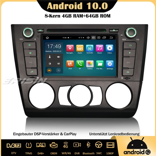 Erisin ES8140B Android 10.0 Autoradio DAB+GPS DSP CarPlay OBD DVD Wifi TPMS DTV Für BMW 1er Series E81 E82 E88