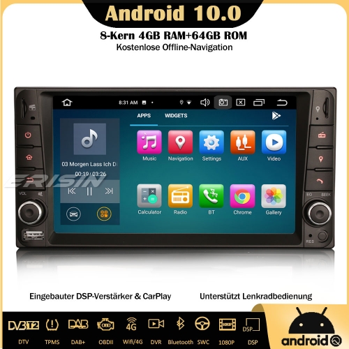 Erisin ES8112C Android 10.0 8-Kern Autoradio DAB+GPS DSP CarPlay OBD Wifi TPMS SWC Navi DVR CD Für Toyota RAV4 Corolla Land Cruiser EX Vitz Hilux Avan