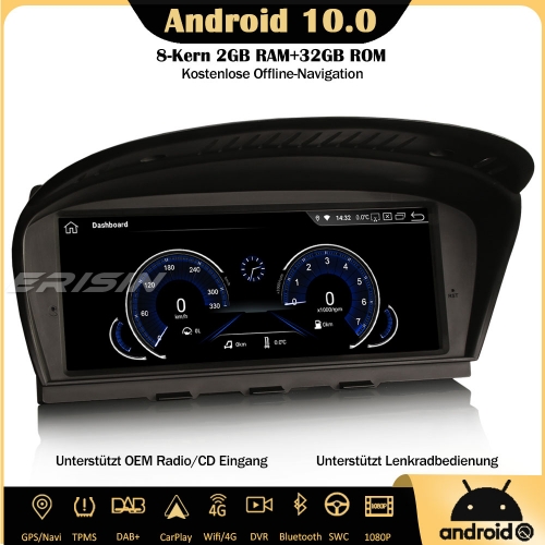 Erisin ES8159B 8.8" Android 10.0 Autoradio DAB+GPS IPS CarPlay Wifi SWC Navi DVR Für BMW 3er E90 E91 E92 E93 5er E60 E61 E63 E64