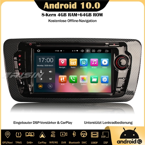 Erisin ES8122S 8-Kern Android 10.0 Autoradio DSP GPS DAB+ DVB-T2 CarPlay Wifi 4G DVD OBD Canbus SWC für SEAT IBIZA