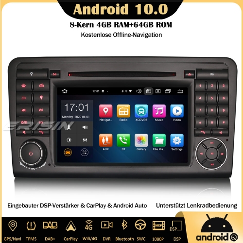 Erisin ES8183L 8-Kern DSP Android 10.0 Autoradio CarPlay DAB+OBD GPS SWC DTV RDS Navi 4G DVD Bluetooth Für Mercedes Benz ML/GL Klasse W164 X164