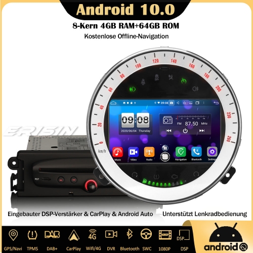Erisin ES8711M 8-Kern Android 10.0 DSP Autoradio CarPlay DAB+OBD DVR GPS SWC DTV RDS Navi Bluetooth Für BMW Mini Cooper