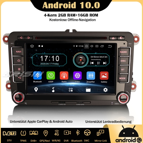 Erisin ES5948V Android 10.0 Autoradio GPS WiFi DAB+ OPS DTV CarPlay OBD Navi SWC DVD Navi Für VW Passat Polo Golf 5/6 T5 Tiguan Caddy EOS Seat Skoda