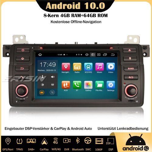 Erisin ES8162B 8-Kern Android 10.0 Autoradio Für BMW 3er E46 318 320 325 M3 Rover 75 MG ZT DSP CarPlay DAB+GPS Bluetooth OBD SWC DTV Navi