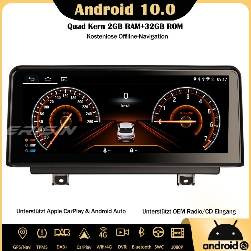Erisin ES2630B 10.25" DAB+ Android 10.0 Autoradio GPS Navi SWC Canbus CarPlay IPS RDS DVR 4G Für BMW 3er F30 F31 F34 4er F32 F33 F36 M3 F80 M4 F82 Nav