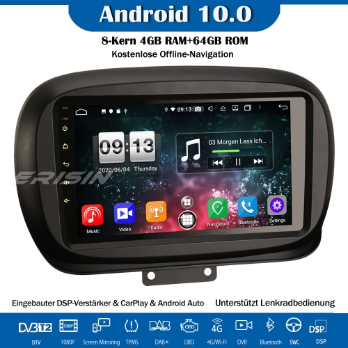 Erisin ES8750F 8-Kern Android 10.0 Autoradio DSP GPS Bluetooth OBD2 CarPlay CanBus DVB-T2 DVR TPMS WiFi SWC Für Fiat 500X