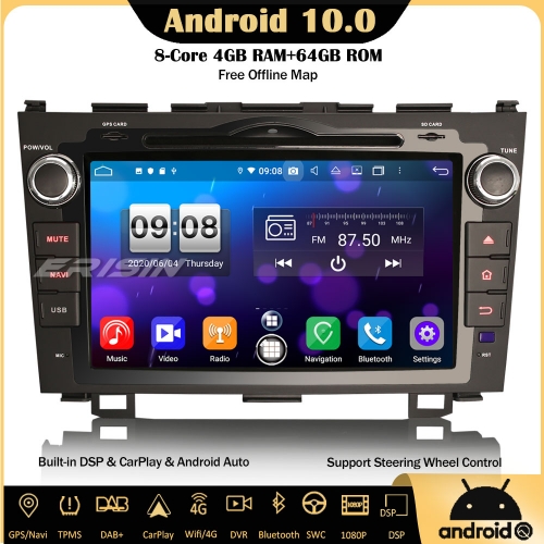 Erisin ES8759C 8-Kern DSP Android 10.0 Bluetooth SWC Autoradio GPS Navi Für Honda CR-V DAB+ 4G CarPlay DSP DVD