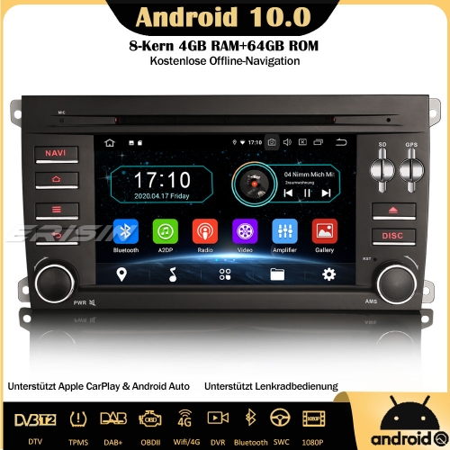 Erisin ES6914C Android 10.0 Autoradio Für Porsche Cayenne GPS Navi CD DVD WiFi 4G CarPlay DAB+ FM TPMS DVR BT OBD2 SWC