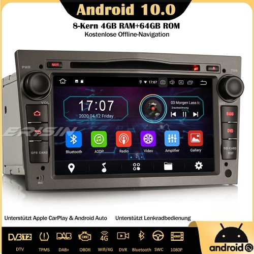 Erisin ES6960PG 8-Kern Android 10.0 Autoradio GPS DTV CarPlay WiFi DAB+ BT OBD GPS Navi TPMS SWC Für Opel Corsa C/D Antara Zafira Vectra Vivaro