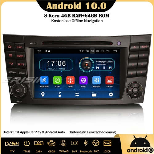 Erisin ES6980E 8-Kern Android 10.0 Autoradio GPS DTV CarPlay WiFi DAB+ OBD Navi Bluetooth DVR TPMS SWC Für Mercedes Benz E/CLS/G Klasse W211 W219