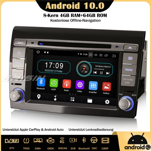 Erisin ES6971F 8-Kern Android 10.0 Autoradio GPS DTV CarPlay WiFi DAB+ OBD Navi  Bluetooth DVR TPMS SWC Für Fiat Bravo