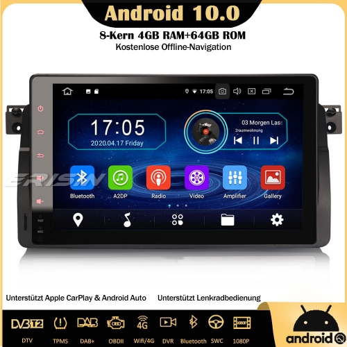 Erisin 9" ES6996B 8-Kern Android 10.0 Autoradio GPS DTV CarPlay WiFi DAB+ OBD Navi TPMS SWC Für BMW 3er E46 M3 318 320 MG ZT Rover 75