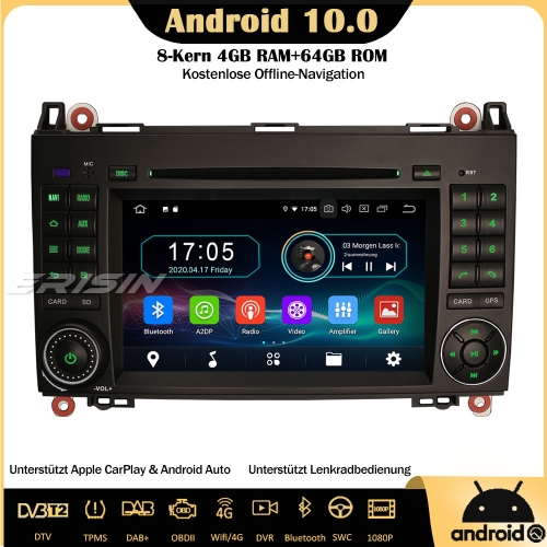 Erisin ES6972B Android 10.0 Autoradio GPS DVD WiFi 4G CarPlay DAB+ FM TPMS DVR BT OBD2 SWC Navi Für Mercedes Benz A/B Klasse Sprinter Vito VW Crafter