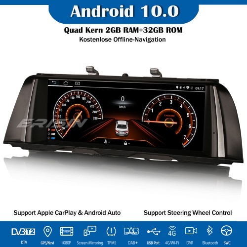 Erisin ES2635B 10.25" Android 10.0 Autoradio DAB+GPS IPS CarPlay Wifi SWC Navi Für BMW 5er F10/F11 (2010-2012) with CIC System