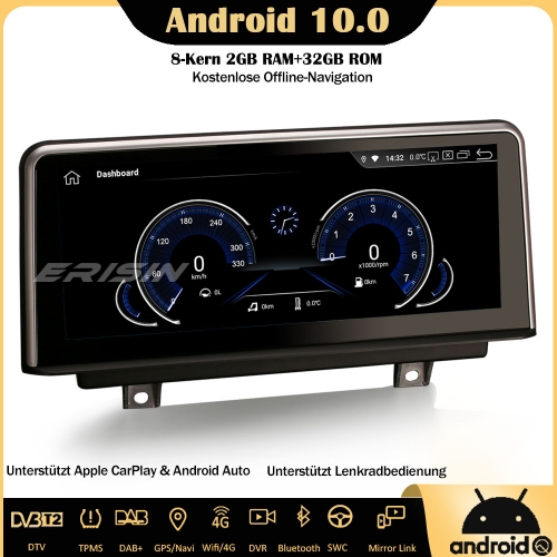Erisin ES2830B 8-Kern 10.25" Android 10.0 Autoradio DAB+ GPS IPS CarPlay Wifi SWC Navi Für BMW 1er 3er 4er F20 F21 F30 F31 F32 M3 M4