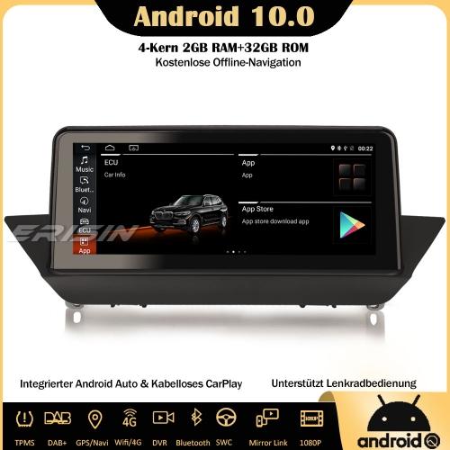Erisin ES2684B 10.25" IPS Android 10.0 Autoradio DAB+ GPS CarPlay Wifi SWC Navi TPMS Bluetooth 4G Für BMW X1 E84
