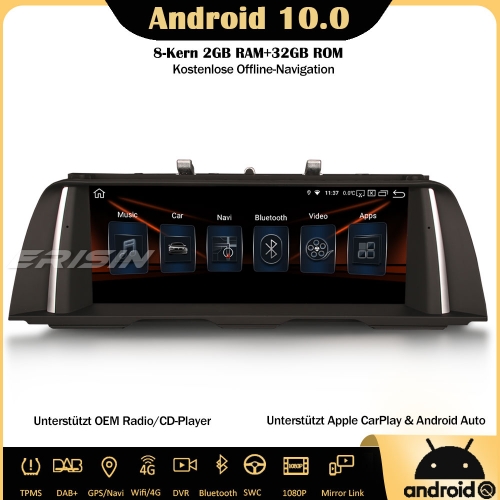 Erisin ES2810B 10.25" IPS Android 10.0 Autoradio DAB+ GPS CarPlay Wifi SWC Navi TPMS Bluetooth 4G Für BMW 5er F10/F11 CIC/NBT System