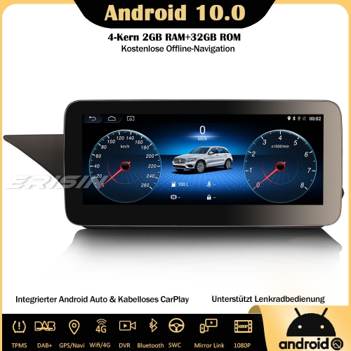 Erisin ES2652E 10.25" IPS Android 10.0 Autoradio DAB+ GPS CarPlay Wifi SWC Navi TPMS Bluetooth 4G Für Mercedes Benz E-Klasse W212 2013-2014
