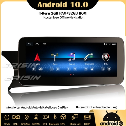 Erisin ES2645C 10.25" IPS Android 10.0 Autoradio DAB+ GPS CarPlay Wifi SWC Navi TPMS Bluetooth 4G Für Mercedes Benz C-Klasse W204