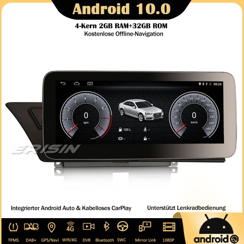 Erisin ES2674A 10.25" IPS Android 10.0 Autoradio DAB+ GPS CarPlay Wifi SWC Navi TPMS Bluetooth 4G Für Audi A4 2009-2016