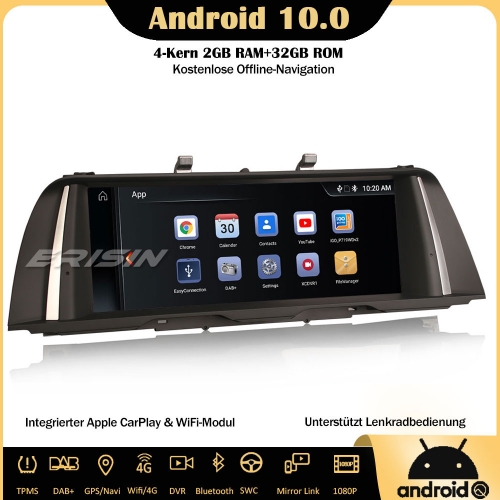 Erisin ES3110n 10.25" Android 10.0 Autoradio DAB+GPS IPS CarPlay Wifi SWC Navi Für BMW 5er F10/F11 mit NBT System