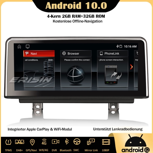 Erisin ES3130n 10.25" Android 10.0 Autoradio DAB+GPS IPS CarPlay Wifi SWC Navi Für BMW 3er F30 F31 4er F32 F33 M3 M4 NBT