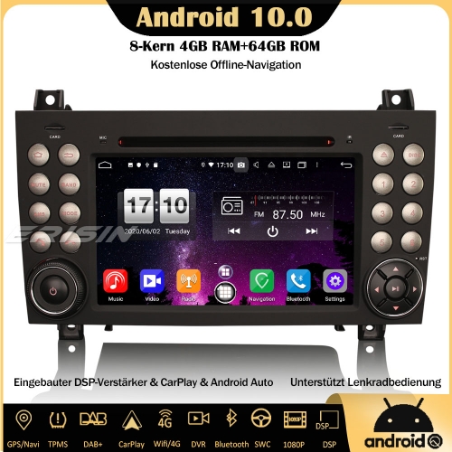 Erisin ES8740S 8-Kern DSP Android 10.0 DAB+ Autoradio CarPlay OBD GPS DVD SWC Für Mercedes-Benz SLK Klasse R171 W171