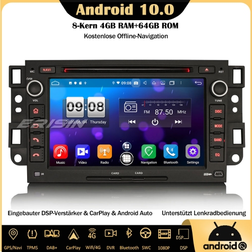 Erisin ES8776C Android 10.0 Autoradio 8-Kern DVD CarPlay DSP DAB+ FM GPS Bluetooth WiFi DVB-T2 DVR Navi TPMS Für Chevrolet Aveo Captiva Epica