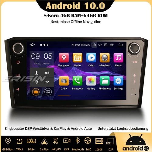 Erisin ES8107A 8-Kern Android 10 Autoradio GPS Navigation DSP CarPlay DAB+ FM OBD2 Bluetooth TPMS DVR Für Toyota Avensis T25 2003-2008