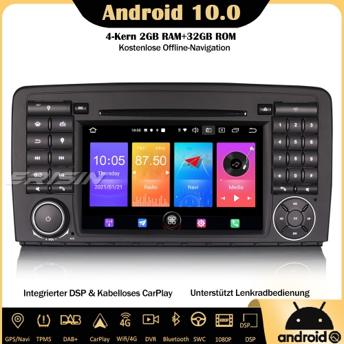 Erisin ES2781R Android 10.0 Autoradio DSP CarPlay WiFi DAB+ OBD GPS DTV Navi SWC Für Mercedes Benz R-Klasse W251