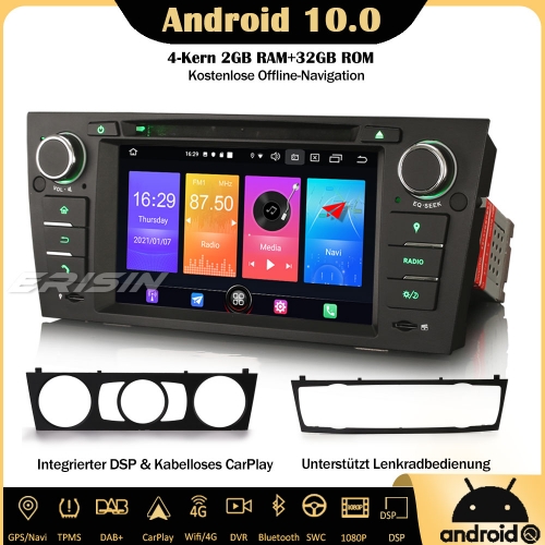 Erisin ES2767B Android 10.0 Autoradio DSP CarPlay WiFi DAB+ OBD GPS DTV Navi SWC Für BMW 3er E90 E91 E92 E93 M3