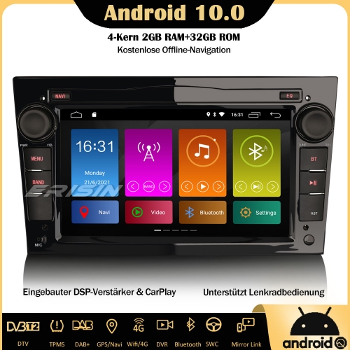 Erisin ES3170PB Android 10.0 Autoradio DSP CarPlay WiFi DAB+ OBD2 GPS DVB-T2 Navi SWC Für Opel Astra Corsa Antara Meriva Vectra Zafira Holden