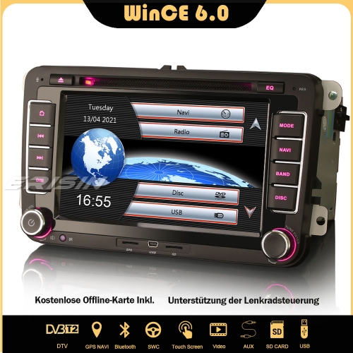 Erisin ES7235V OPS Autoradio mit GPS Navi DTV SWC Bluetooth RDS USB DVD Für VW Golf 5/6 Polo Passat Tiguan Sharan T5 Leon