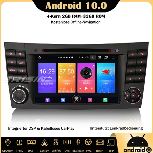 Erisin ES2780E DAB+Android 10.0 Autoradio GPS Navi Wireless CarPlay OBD2 DTV Wifi Android Auto TPMS 4G RDS für Mercedes Benz E/CLS/G Klasse W211 W219