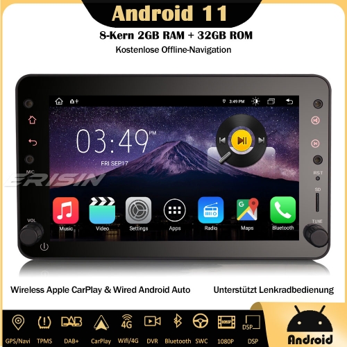 Erisin ES8620R 8-Kern 7" Android 11 Autoradio GPS wireless CarPlay WiFi DAB+ BT OBD Navi TPMS DTV Für Alfa Romeo Spider 159 Brera 159 Sportwagon