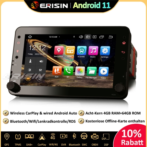 Erisin ES8120R 8-Kern Android 11.0 DAB+ Autoradio GPS Navi CarPlay OBD Bluetooth Canbus DVB-T2 RDS SWC Für Alfa Romeo Brera Spider 159 Sportwagon