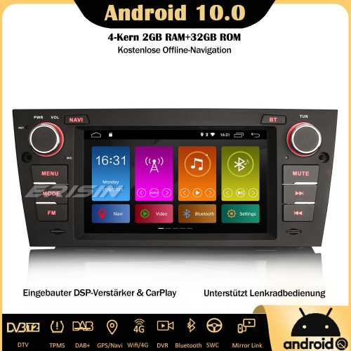 Erisin ES3167B 7 Zoll Android 10 Autoradio GPS Navi CarPlay DAB+ DSP Wifi Bluetooth RDS Android-Auto Für BMW 3er E90 E91 E92 E93 M3