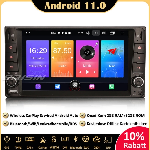 Erisin ES2712CN DAB+ Android 11.0 Autoradio GPS DVD CarPlay SWC DSP Bluetooth Navi für TOYOTA COROLLA EX RAV4 VIOS VITZ HILUX