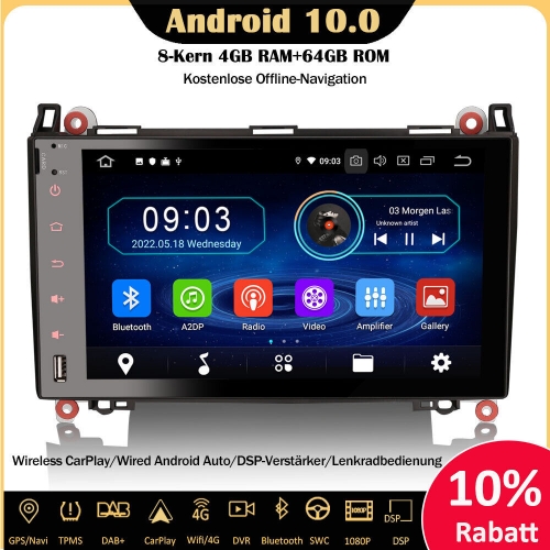 Erisin ES6992BN 9" 8-Core Android 10 Car Stereo Sat Nav DAB+ CarPlay Navi SWC For Mercedes A/B Class W169 W245 Sprinter Viano Vito VW Crafter