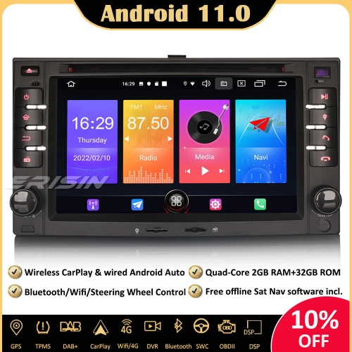 Erisin ES2732KN Android 11.0 Autoradio GPS Navi CD CarPlay DAB+ Wifi Für Kia Sorento Cerato Sportage Carnival Lotze Carens RIO