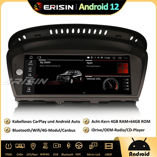 Erisin ES3260C/ES3260I 8.8" Android 12.0 Autoradio GPS Bluetooth für BMW 3er E90 E91 E92 E93 5er E60 E61 E63 E64 Wireless CarPlay DAB+ Wifi