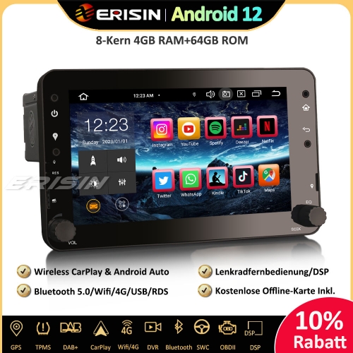 Erisin ES8520R 8-Kern Android 12 Autoradio Bluetooth 5.0 GPS Navi CarPlay DAB+ DSP RDS FM Für Alfa Romeo Spider 159 Sportwagon Brera