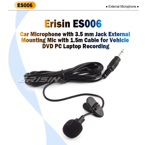 Erisin ES006 3.5mm Mini External Microphone for PC Bluetooth Enable Device Car Stereos Radios