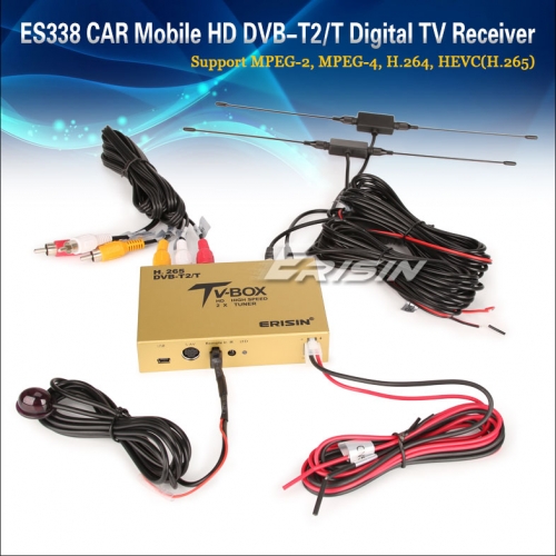 Erisin ES338 Car Mobile Digital DVB-T2 Receiver HDTV HEVC H.265 H.264 HDMI 160km/h