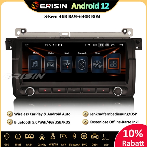Erisin ES8504B 8.8 inch Android 12 Autoradio GPS Navi CarPlay Android Auto DAB+ RDS OBD2 DSP For BMW 3er E46 M3 Rover 75 MG ZT