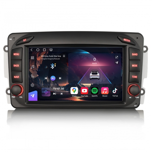 Erisin ES9063C 7 Zoll Qualcomm Android 16 Autoradio Bluetooth für Mercedes W203 CLK W209 C/G Klasse W463 Viano Vito W639 CarPlay Android Auto DAB+