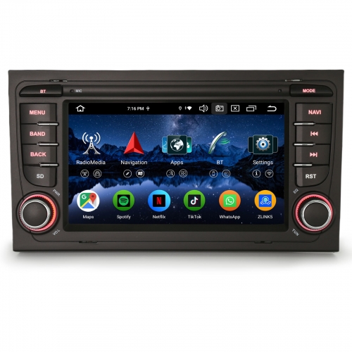 Erisin ES5574A 7 Zoll 8-Kern Android 16 Autoradio GPS Navigation CarPlay Android Auto DAB+ RDS Touchscreen Für Audi A4 S4 RS4 RNS-E SEAT EXEO