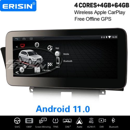 10,25" IPS 64GB Android 11 Autoradio Pour Audi A4/A5/B8/S4/S5 2009-2016 [configuration haute] CarPlay DAB+ Navi Canbus TPMS Bluetooth WiFi 4G ES3674AH
